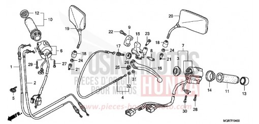LEVIER DE GUIDON/COMMUTATEUR/CABLE/MIROIR VT750SB de 2011